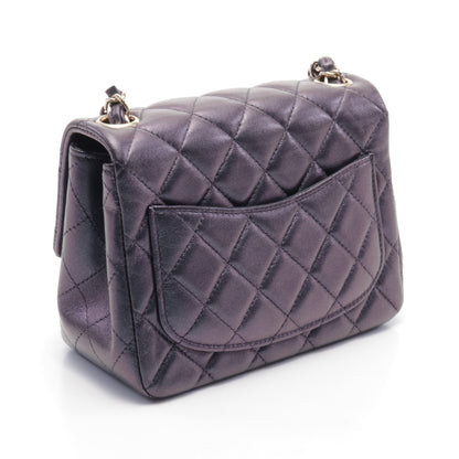 ミニマトラッセ チェーンショルダーバッグ メタリックラムスキン ダークパープル ゴールド金具 シャネル バッグ CHANEL