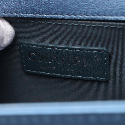 ボーイシャネル スモール チェーンショルダーバッグ レザー ブルー シルバー金具 シャネル バッグ CHANEL