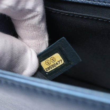 ボーイシャネル スモール チェーンショルダーバッグ レザー ブルー シルバー金具 シャネル バッグ CHANEL