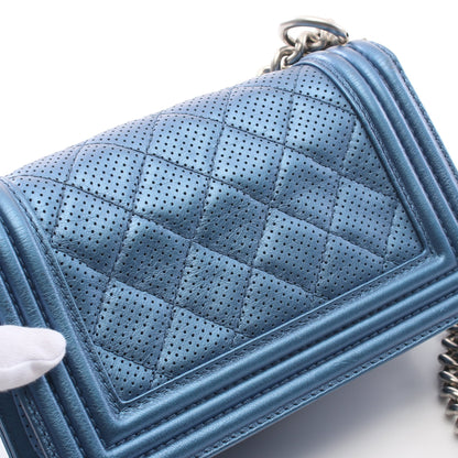 ボーイシャネル スモール チェーンショルダーバッグ レザー ブルー シルバー金具 シャネル バッグ CHANEL