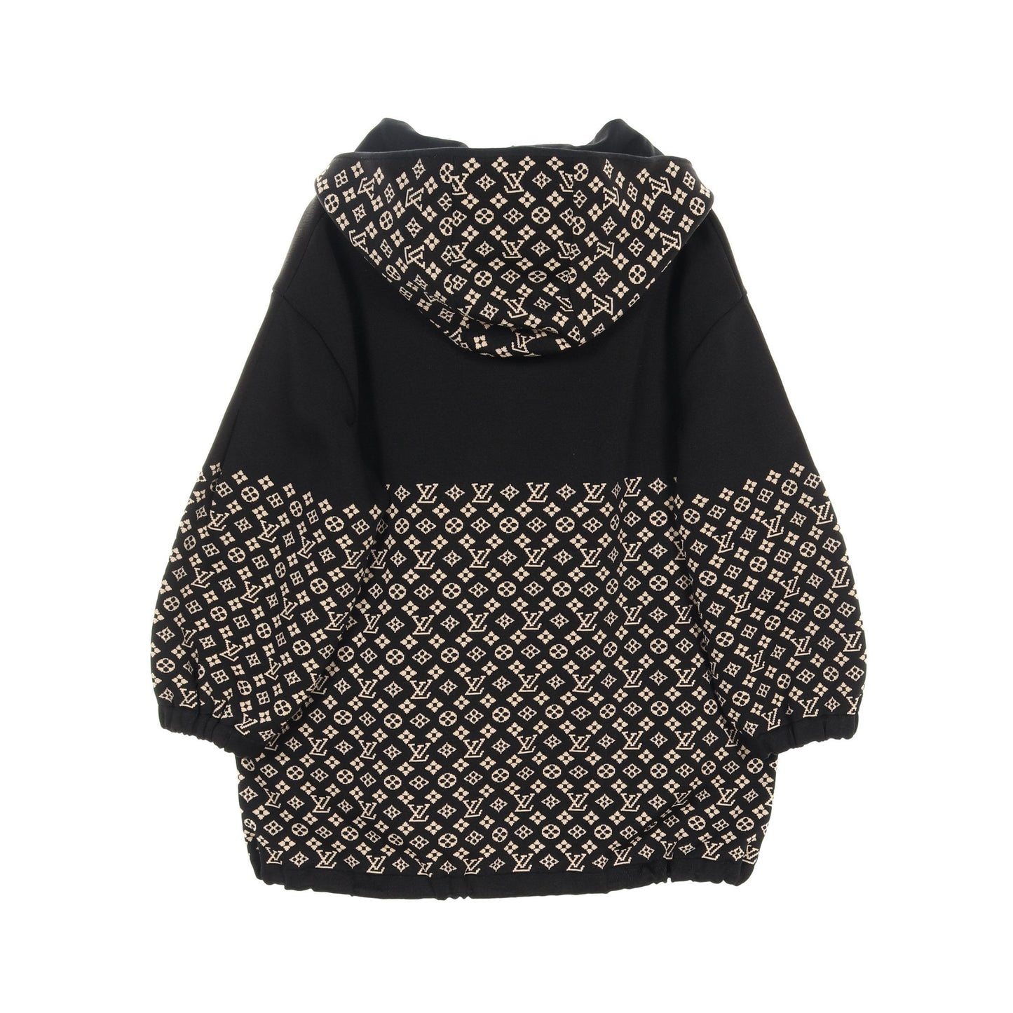 モノグラム ジップアップパーカー ニット ジャケット シルク ナイロン ブラック ベージュ 21AW ルイヴィトン アウター LOUIS VUITTON