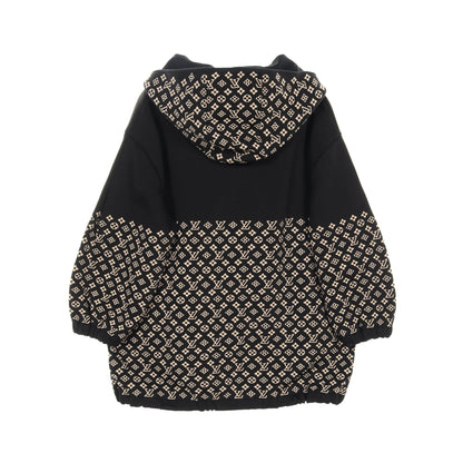 モノグラム ジップアップパーカー ニット ジャケット シルク ナイロン ブラック ベージュ 21AW ルイヴィトン アウター LOUIS VUITTON