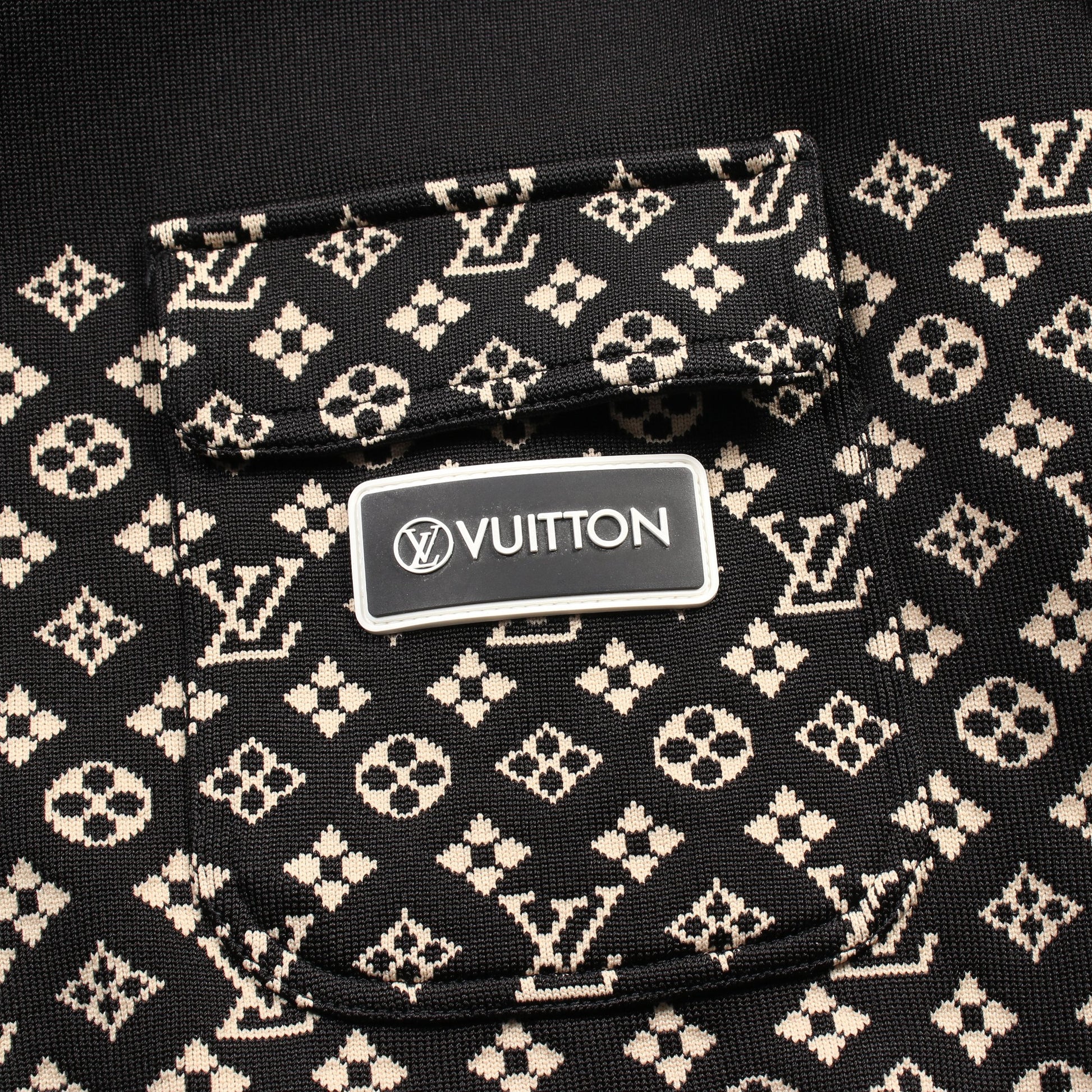 モノグラム ジップアップパーカー ニット ジャケット シルク ナイロン ブラック ベージュ 21AW ルイヴィトン アウター LOUIS VUITTON