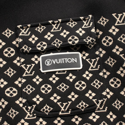 モノグラム ジップアップパーカー ニット ジャケット シルク ナイロン ブラック ベージュ 21AW ルイヴィトン アウター LOUIS VUITTON