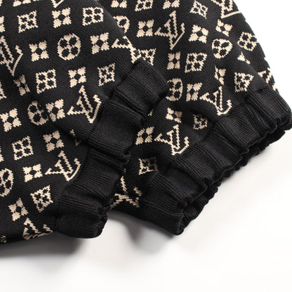 モノグラム ジップアップパーカー ニット ジャケット シルク ナイロン ブラック ベージュ 21AW ルイヴィトン アウター LOUIS VUITTON