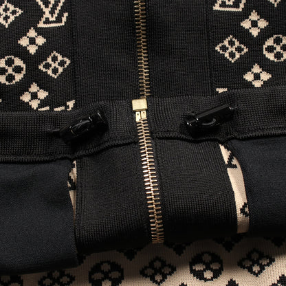 モノグラム ジップアップパーカー ニット ジャケット シルク ナイロン ブラック ベージュ 21AW ルイヴィトン アウター LOUIS VUITTON