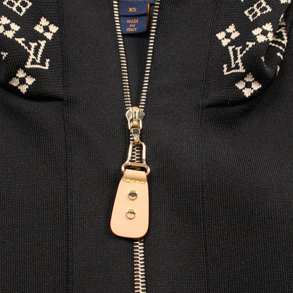 モノグラム ジップアップパーカー ニット ジャケット シルク ナイロン ブラック ベージュ 21AW ルイヴィトン アウター LOUIS VUITTON