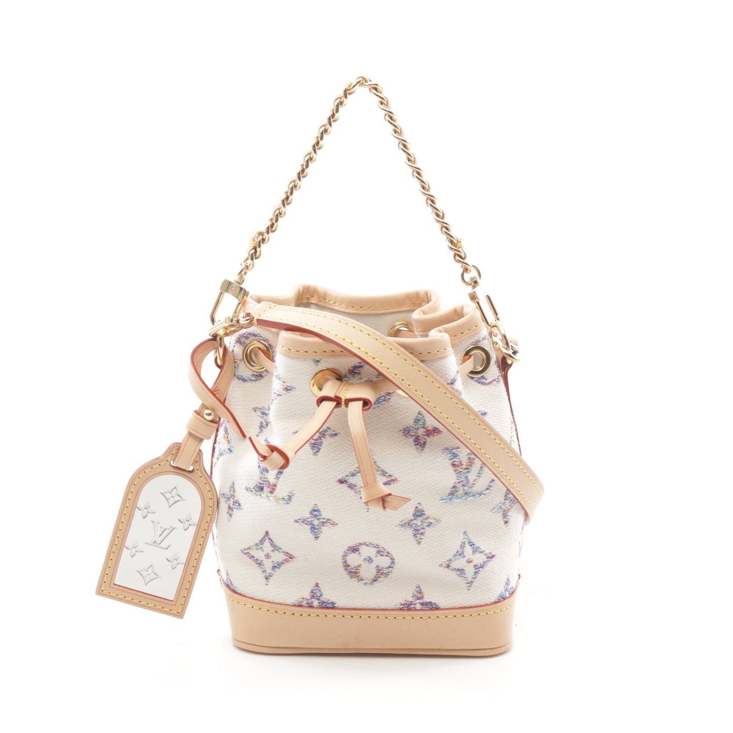 ナノ ノエ モノグラムジャガード チェーンハンドバッグ キャンバス レザー オフホワイト ルイヴィトン バッグ LOUIS VUITTON