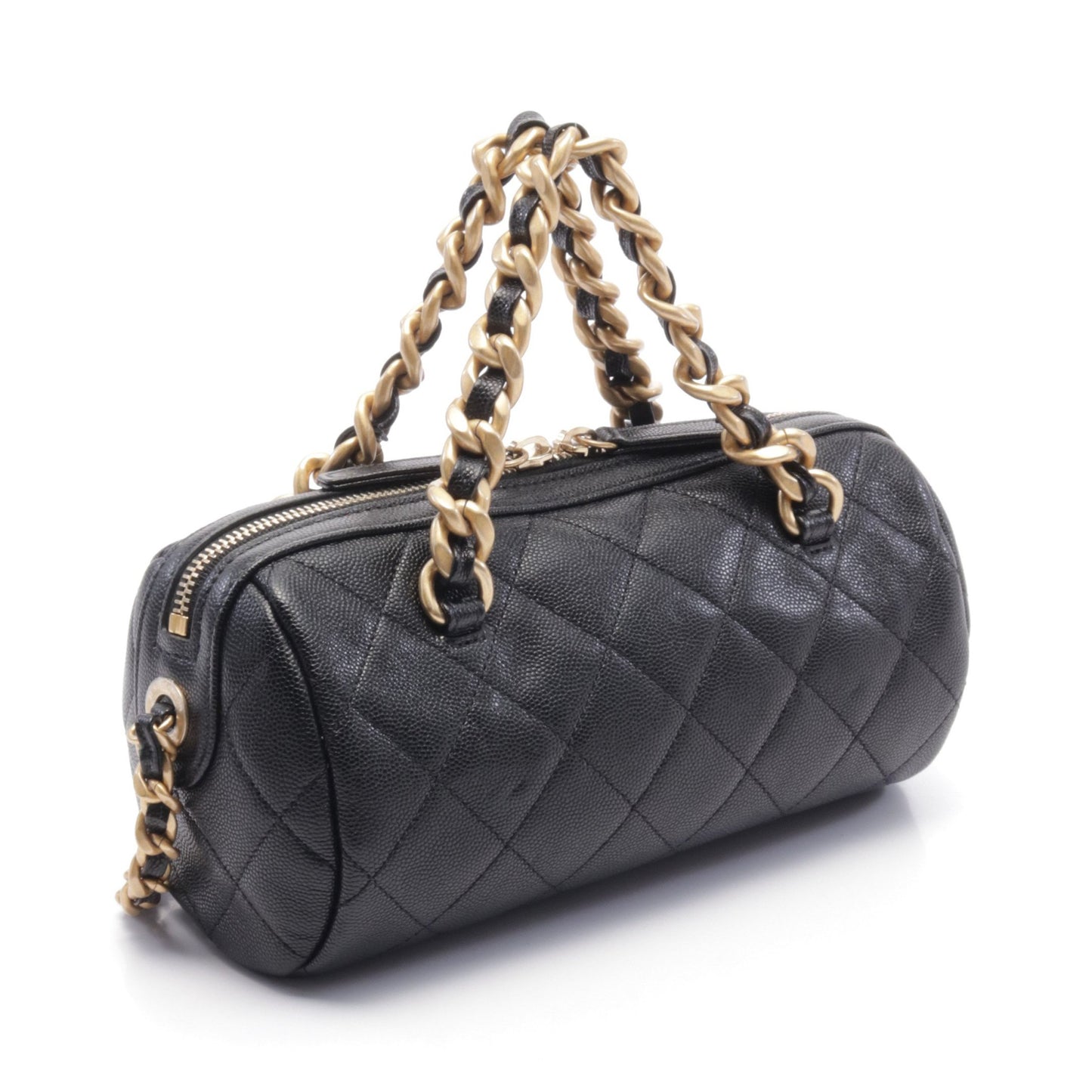 マトラッセ ボーリングバッグ チェーンショルダーバッグ キャビアスキン ブラック ゴールド金具 2WAY シャネル バッグ CHANEL