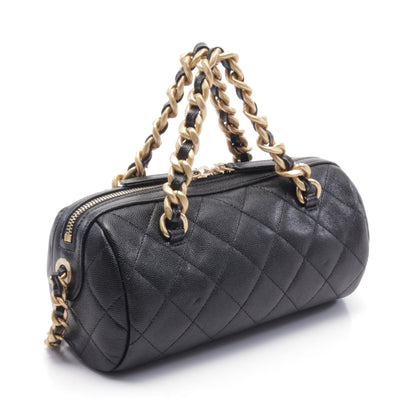 マトラッセ ボーリングバッグ チェーンショルダーバッグ キャビアスキン ブラック ゴールド金具 2WAY シャネル バッグ CHANEL
