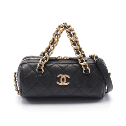マトラッセ ボーリングバッグ チェーンショルダーバッグ キャビアスキン ブラック ゴールド金具 2WAY シャネル バッグ CHANEL