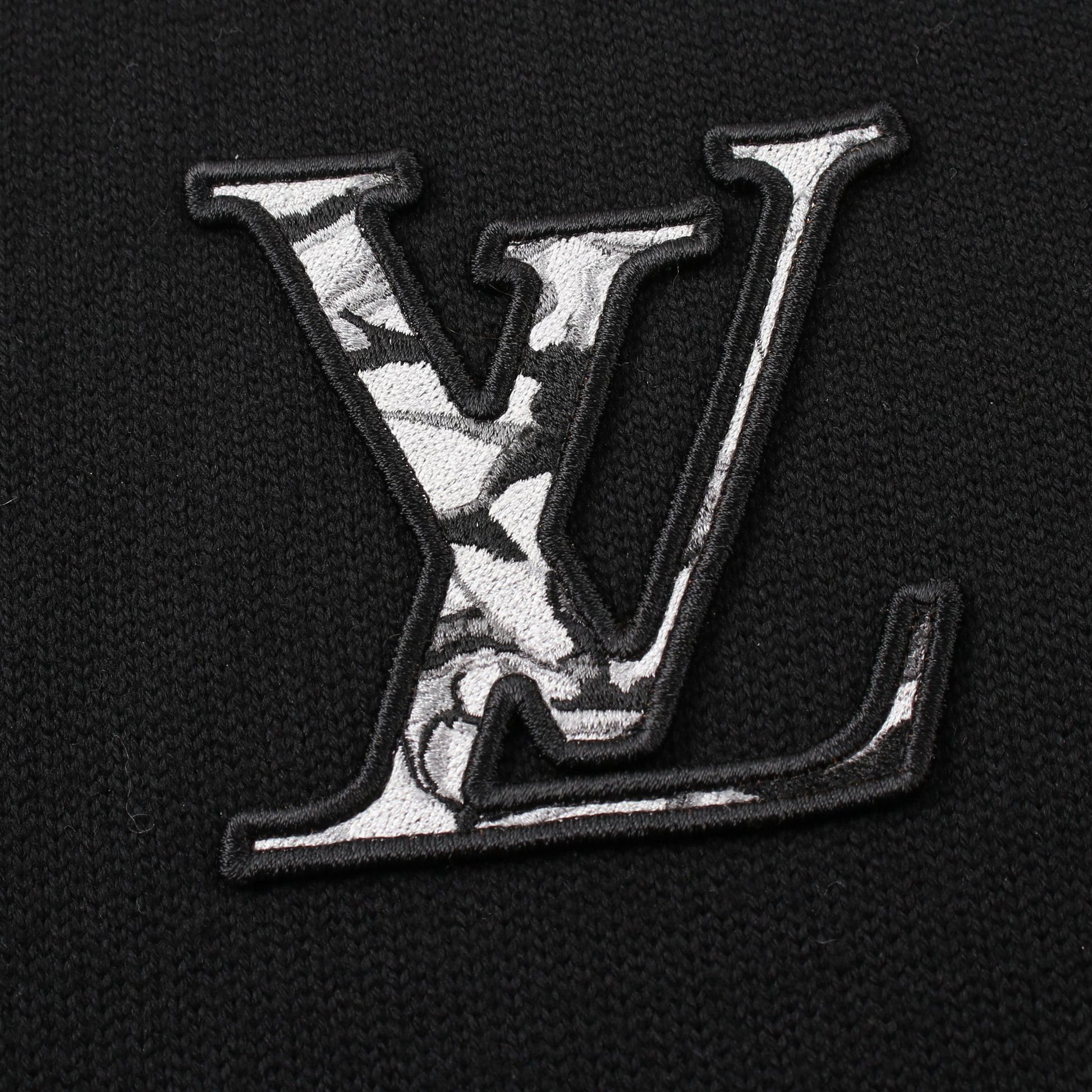 シアリングカラー ニットジャケット ブルゾン ウール ブラック ホワイト ルイヴィトン アウター LOUIS VUITTON