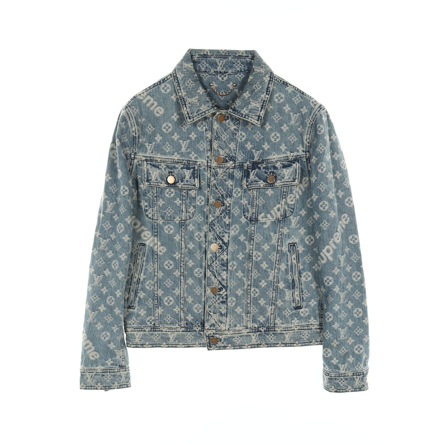 LOUIS VUITTON × Supreme モノグラムジャカード デニムジャケット コットン ブルー 17AW ルイヴィトン アウター LOUIS VUITTON