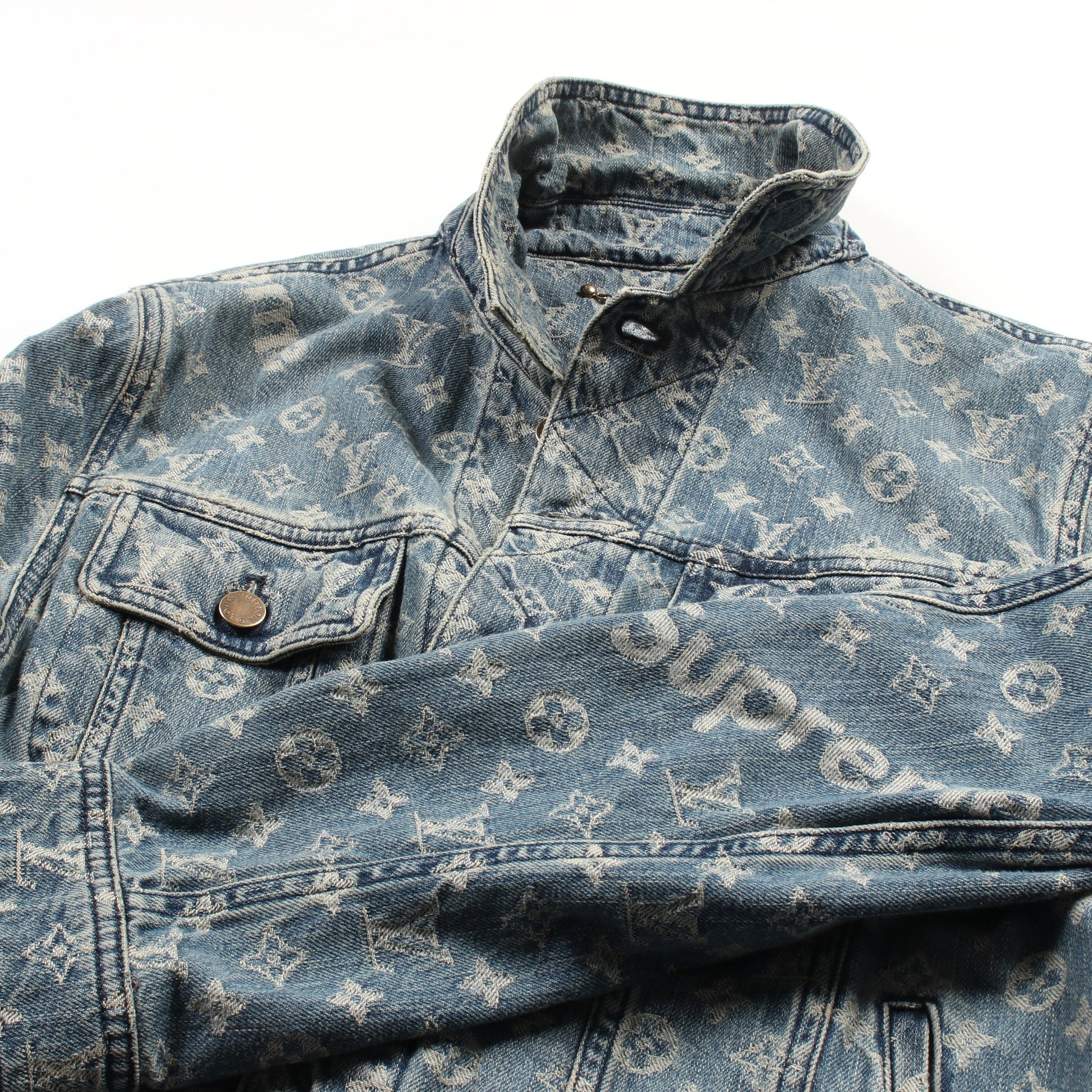 LOUIS VUITTON × Supreme モノグラムジャカード デニムジャケット コットン ブルー 17AW ルイヴィトン アウター LOUIS VUITTON