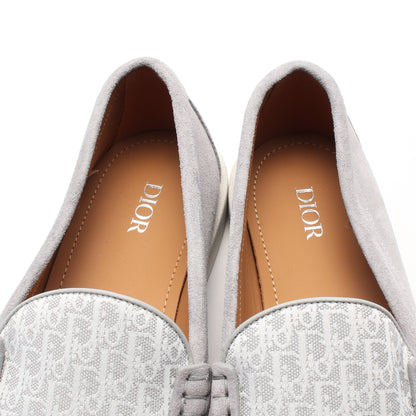 オブリーク ローファー スエード ファブリック グレー ホワイト ディオール シューズ DIOR