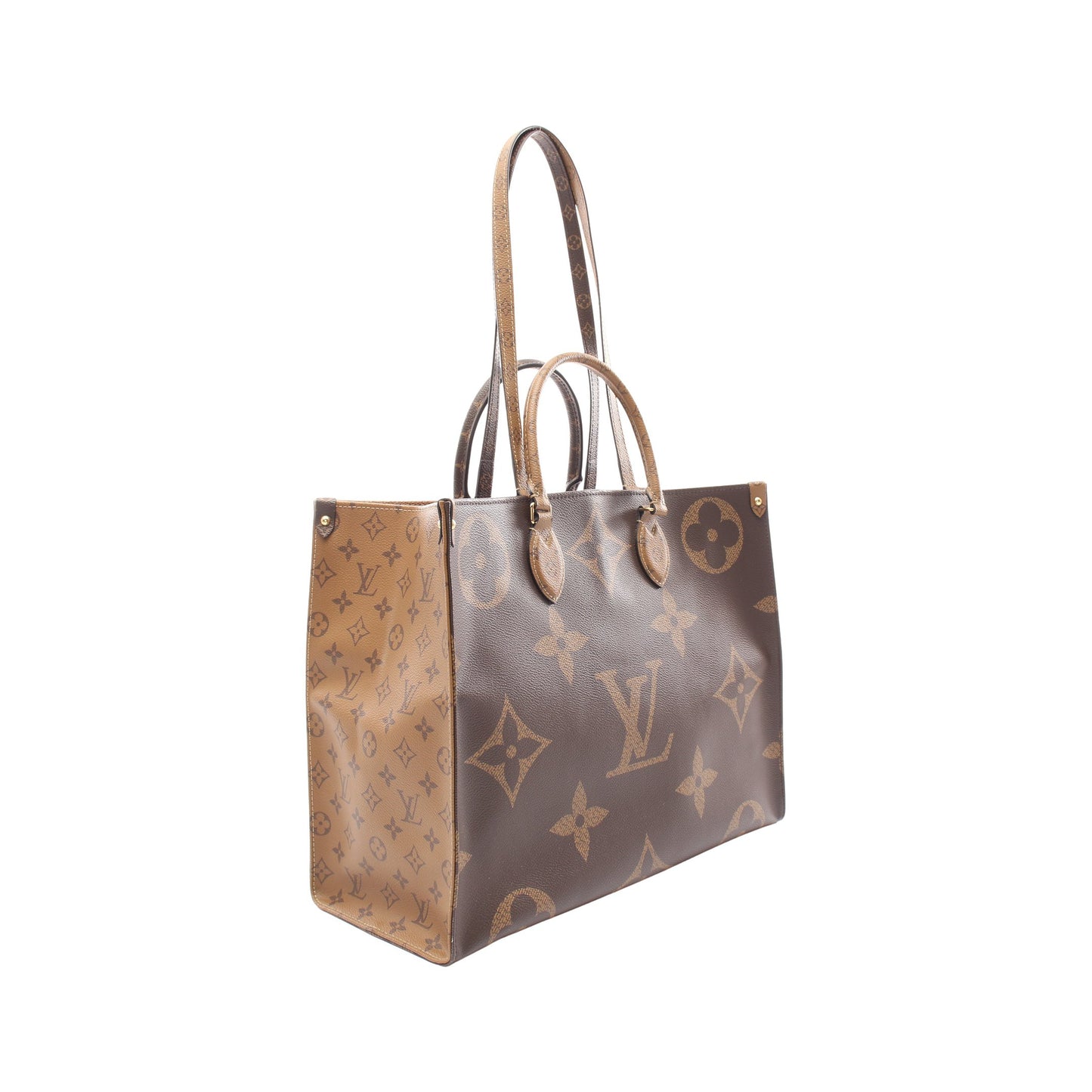 オンザゴーGM モノグラムジャイアント リバース ショルダーバッグ トートバッグ PVC ブラウン ベージュ 2WAY ルイヴィトン バッグ LOUIS VUITTON