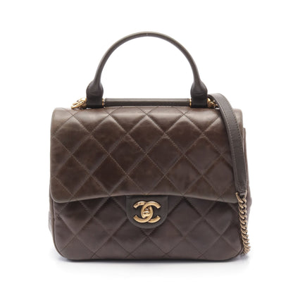 マトラッセ チェーンショルダーバッグ レザー ブラウン ゴールド金具 シャネル バッグ CHANEL