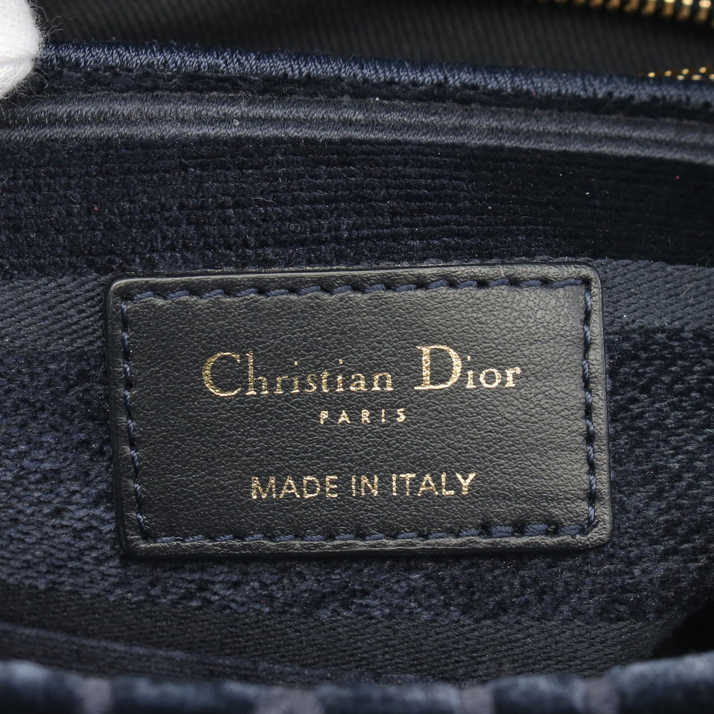 LADY D-LITE ミディアム ハンドバッグ ベロア ネイビー マルチカラー 2WAY クリスチャンディオール バッグ Christian Dior