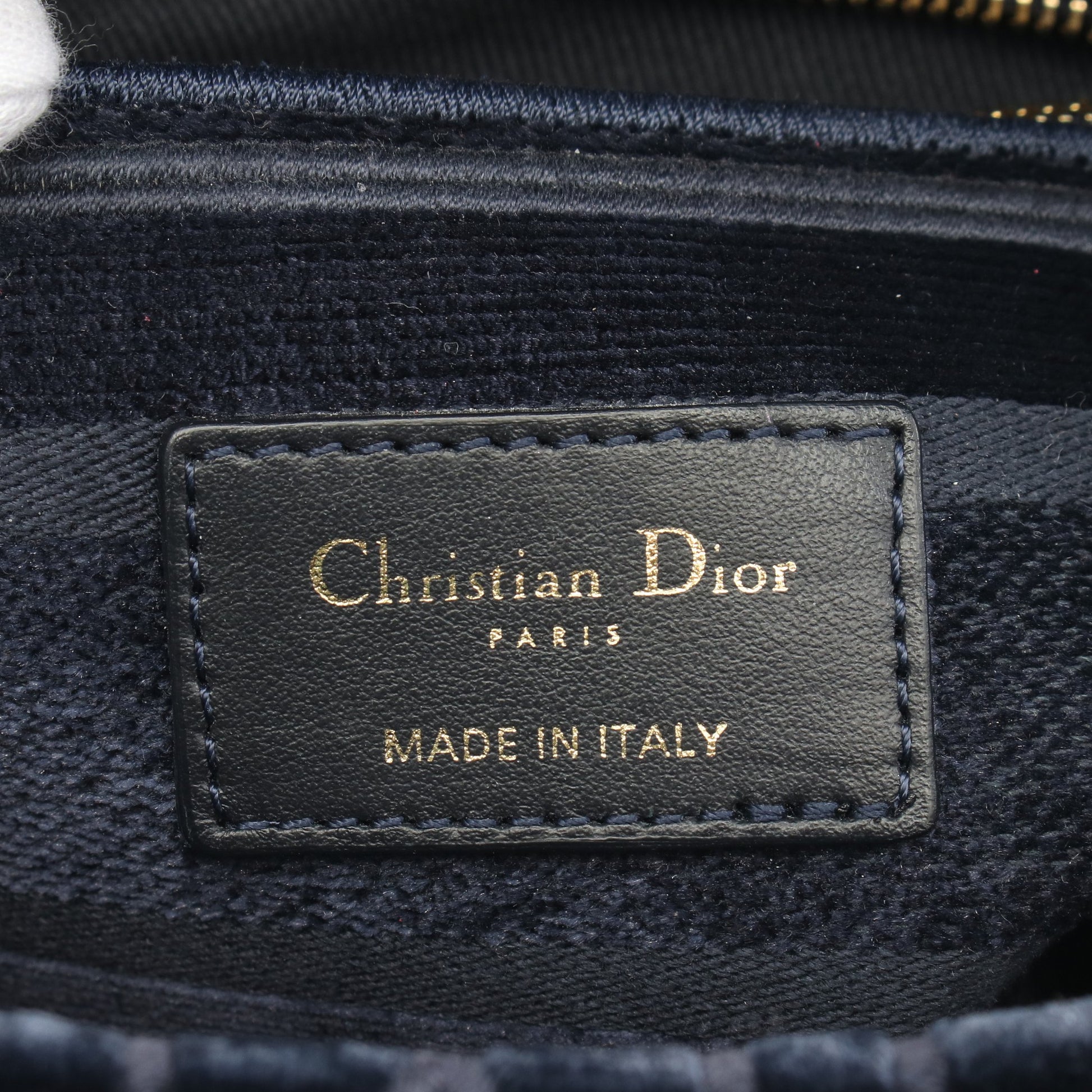 LADY D-LITE ミディアム ハンドバッグ ベロア ネイビー マルチカラー 2WAY クリスチャンディオール バッグ Christian Dior