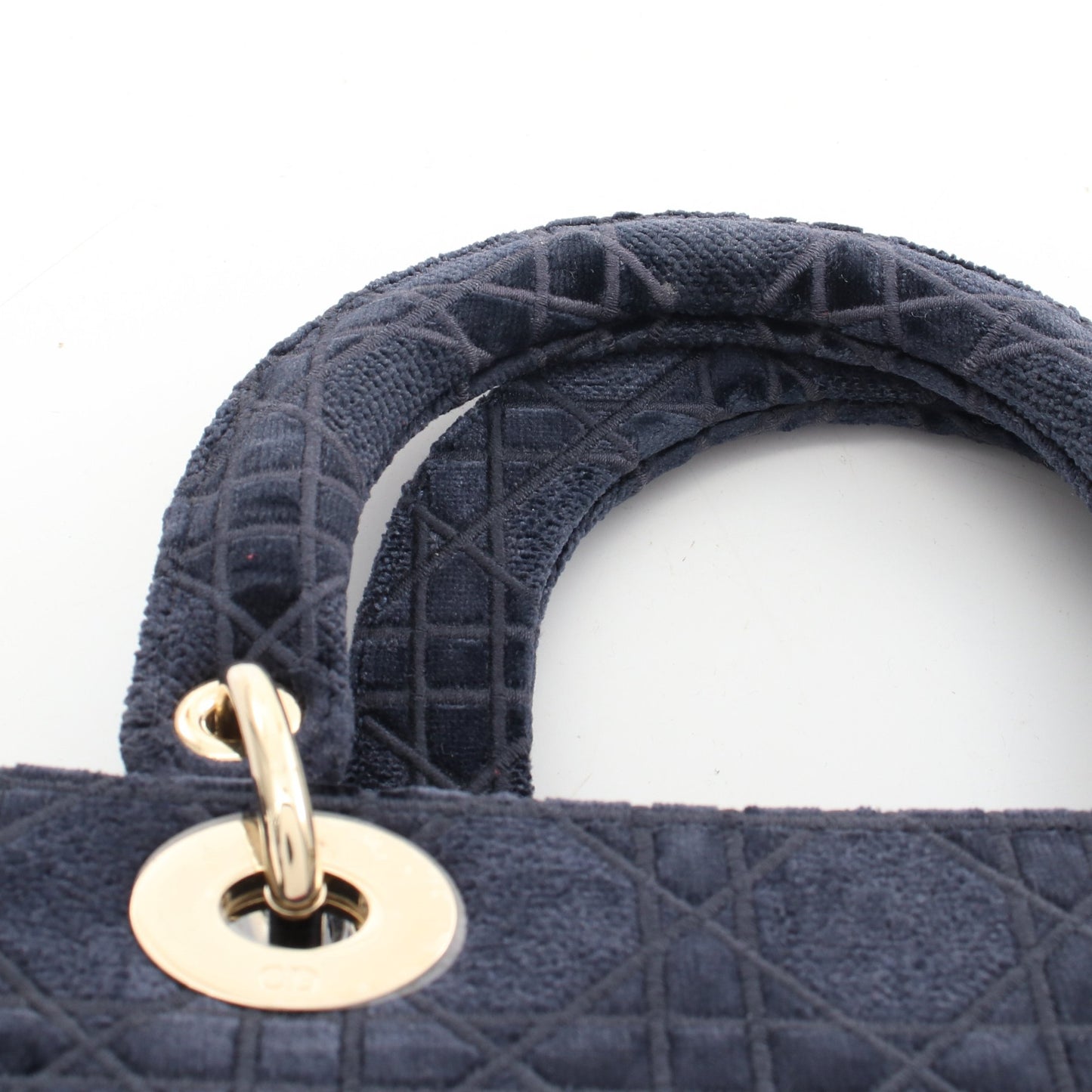LADY D-LITE ミディアム ハンドバッグ ベロア ネイビー マルチカラー 2WAY クリスチャンディオール バッグ Christian Dior