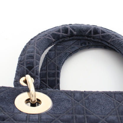 LADY D-LITE ミディアム ハンドバッグ ベロア ネイビー マルチカラー 2WAY クリスチャンディオール バッグ Christian Dior