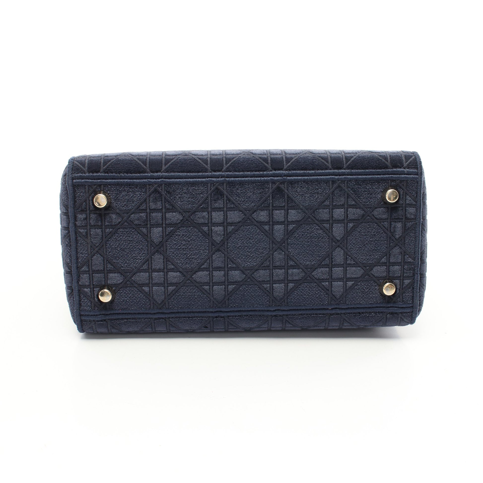 LADY D-LITE ミディアム ハンドバッグ ベロア ネイビー マルチカラー 2WAY クリスチャンディオール バッグ Christian Dior