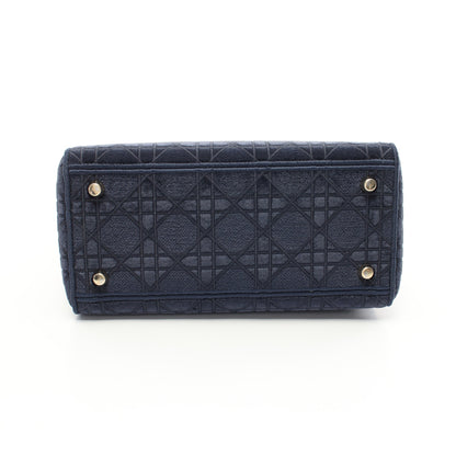 LADY D-LITE ミディアム ハンドバッグ ベロア ネイビー マルチカラー 2WAY クリスチャンディオール バッグ Christian Dior
