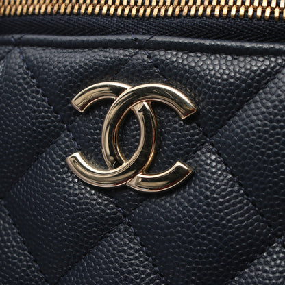 マトラッセ チェーンショルダーバッグ キャビアスキン ネイビー ゴールド金具 シャネル バッグ CHANEL