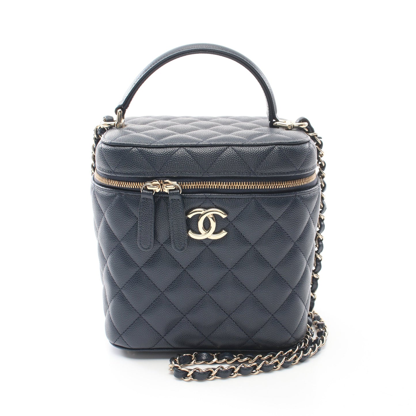 マトラッセ チェーンショルダーバッグ キャビアスキン ネイビー ゴールド金具 シャネル バッグ CHANEL