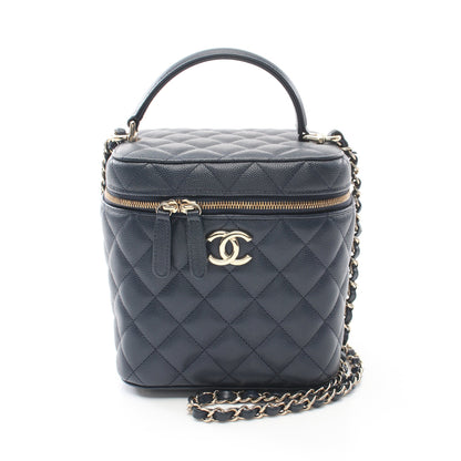 マトラッセ チェーンショルダーバッグ キャビアスキン ネイビー ゴールド金具 シャネル バッグ CHANEL