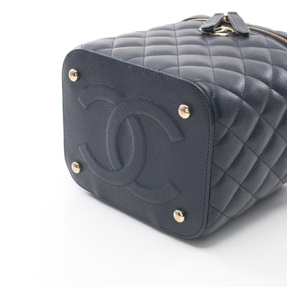 マトラッセ チェーンショルダーバッグ キャビアスキン ネイビー ゴールド金具 シャネル バッグ CHANEL