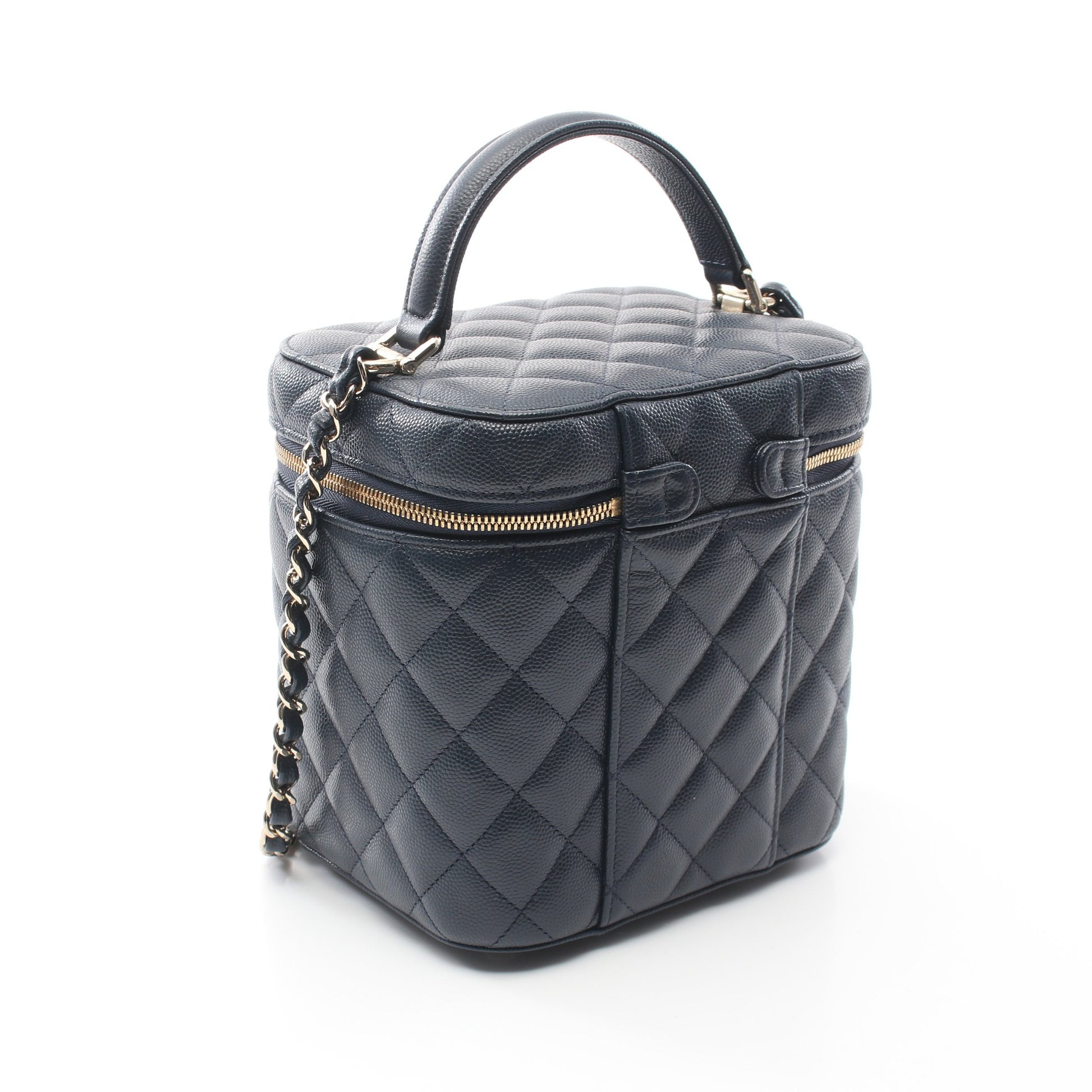 マトラッセ チェーンショルダーバッグ キャビアスキン ネイビー ゴールド金具 シャネル バッグ CHANEL