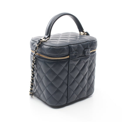 マトラッセ チェーンショルダーバッグ キャビアスキン ネイビー ゴールド金具 シャネル バッグ CHANEL