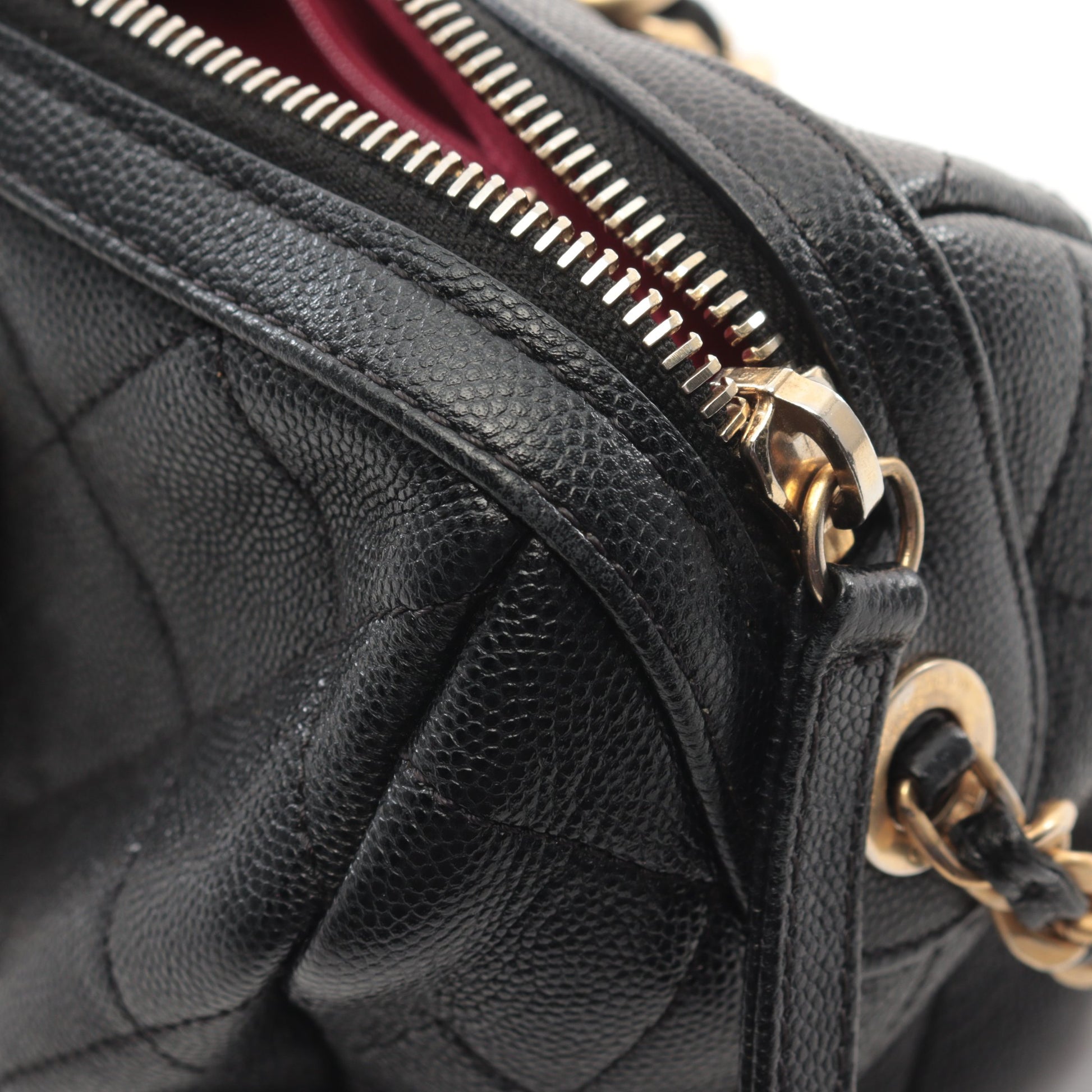マトラッセ ボーリングバッグ チェーンショルダーバッグ キャビアスキン ブラック ゴールド金具 2WAY シャネル バッグ CHANEL