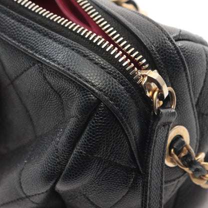 マトラッセ ボーリングバッグ チェーンショルダーバッグ キャビアスキン ブラック ゴールド金具 2WAY シャネル バッグ CHANEL