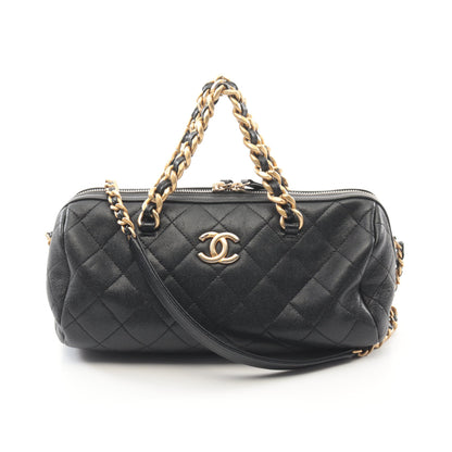 マトラッセ ボーリングバッグ チェーンショルダーバッグ キャビアスキン ブラック ゴールド金具 2WAY シャネル バッグ CHANEL