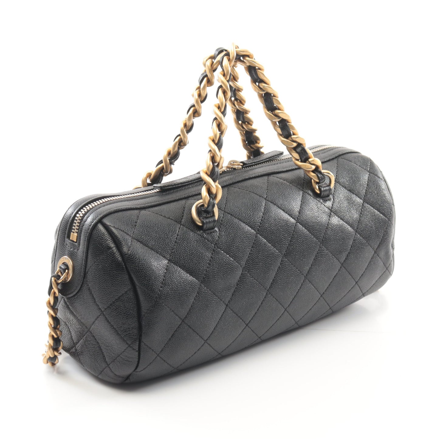 マトラッセ ボーリングバッグ チェーンショルダーバッグ キャビアスキン ブラック ゴールド金具 2WAY シャネル バッグ CHANEL