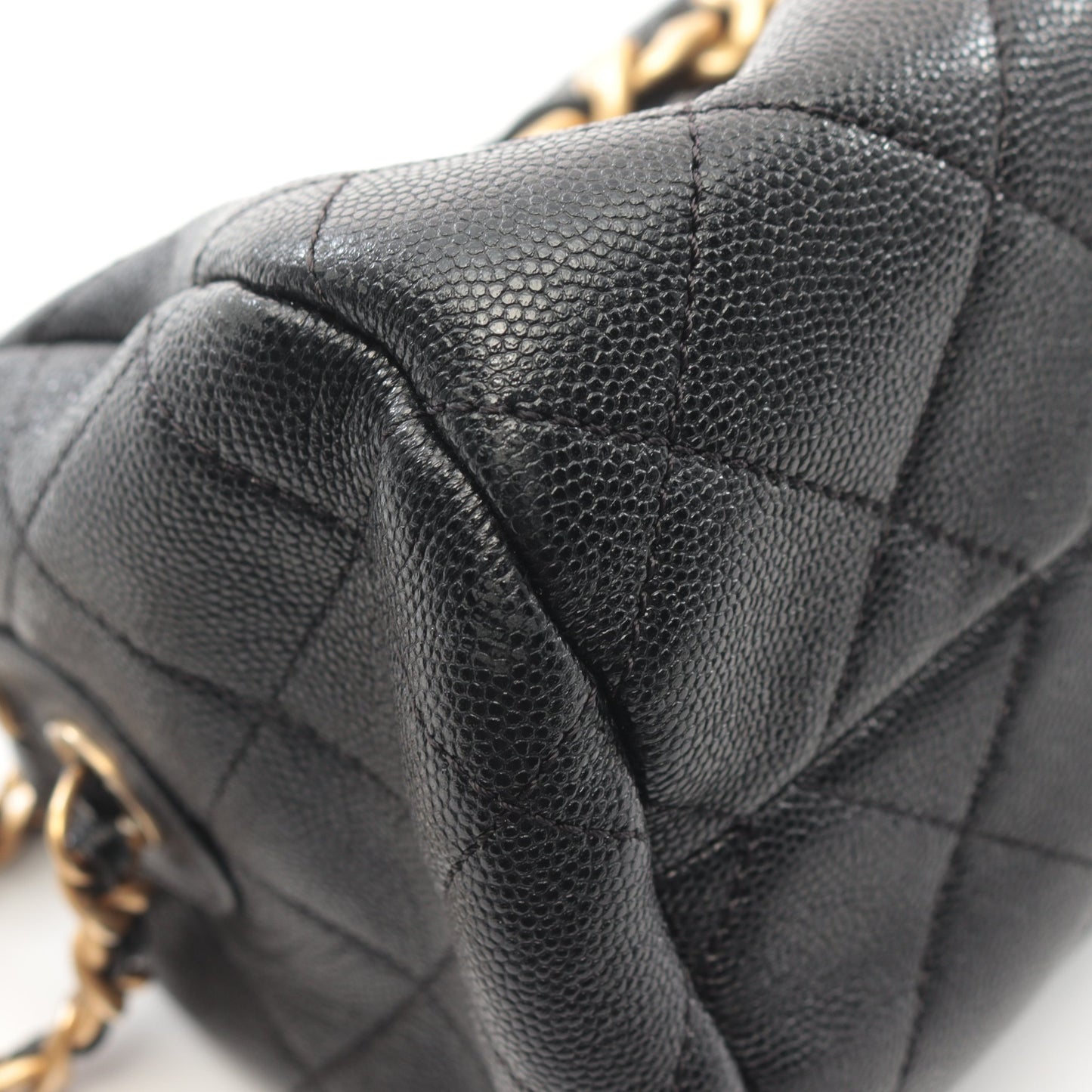 マトラッセ ボーリングバッグ チェーンショルダーバッグ キャビアスキン ブラック ゴールド金具 2WAY シャネル バッグ CHANEL