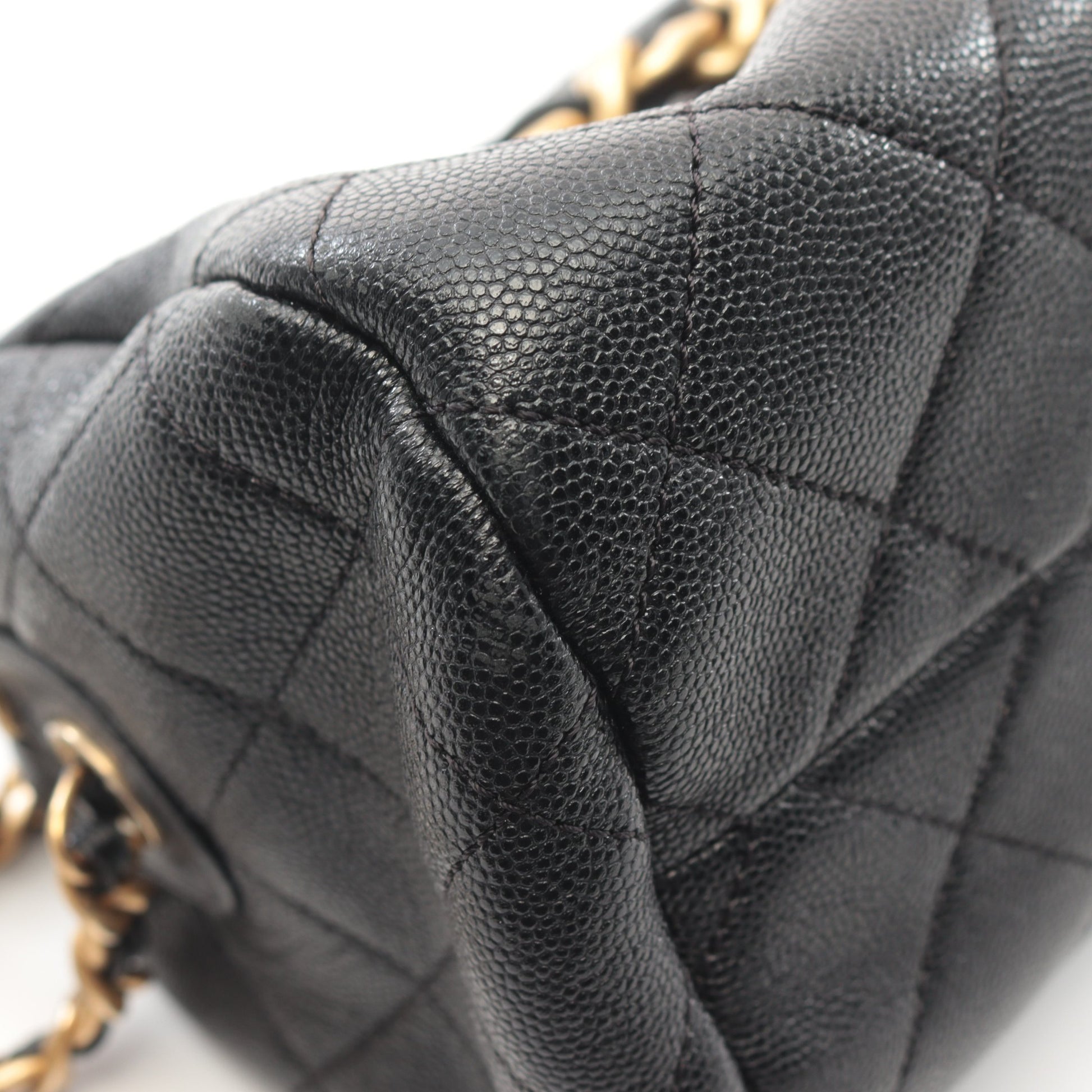 マトラッセ ボーリングバッグ チェーンショルダーバッグ キャビアスキン ブラック ゴールド金具 2WAY シャネル バッグ CHANEL