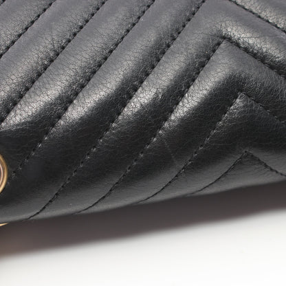 Vステッチ Wチェーンショルダーバッグ ラムスキン ブラック ゴールド金具 シャネル バッグ CHANEL