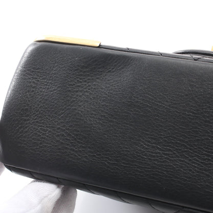 Vステッチ Wチェーンショルダーバッグ ラムスキン ブラック ゴールド金具 シャネル バッグ CHANEL