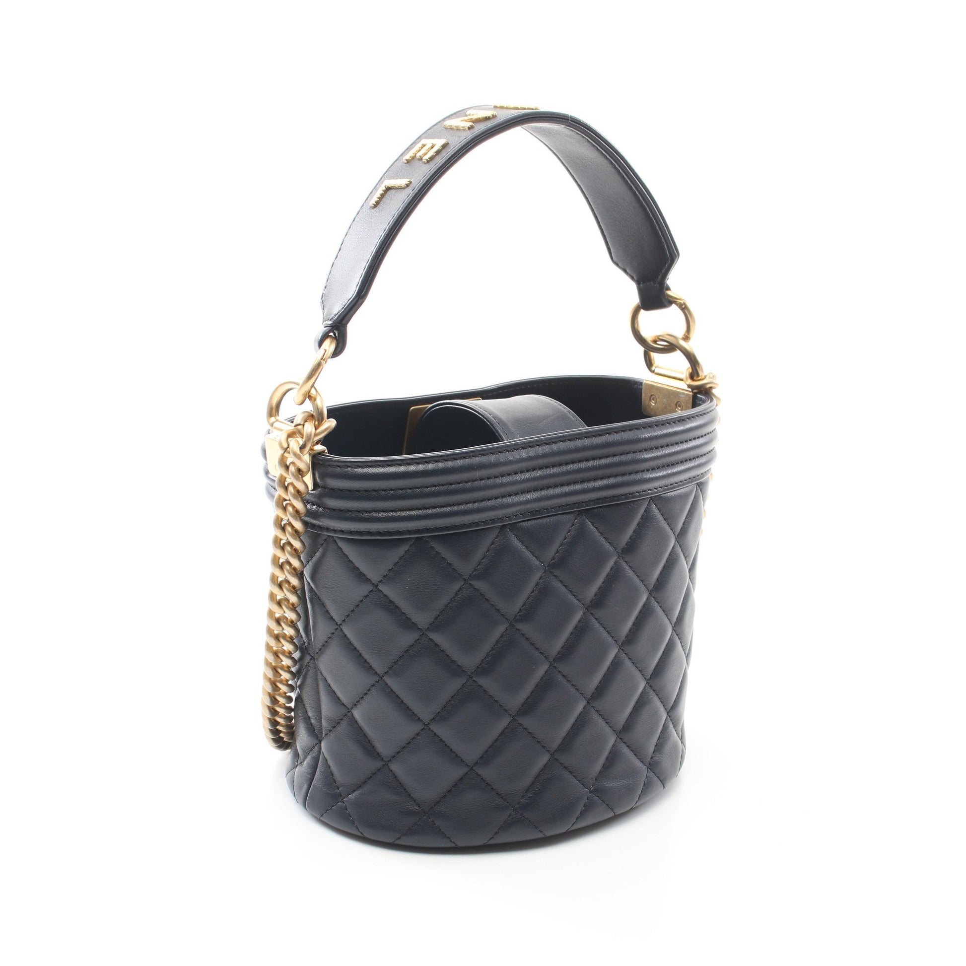 ボーイシャネル チェーンショルダーバッグ レザー ネイビー ゴールド金具 2WAY シャネル バッグ CHANEL