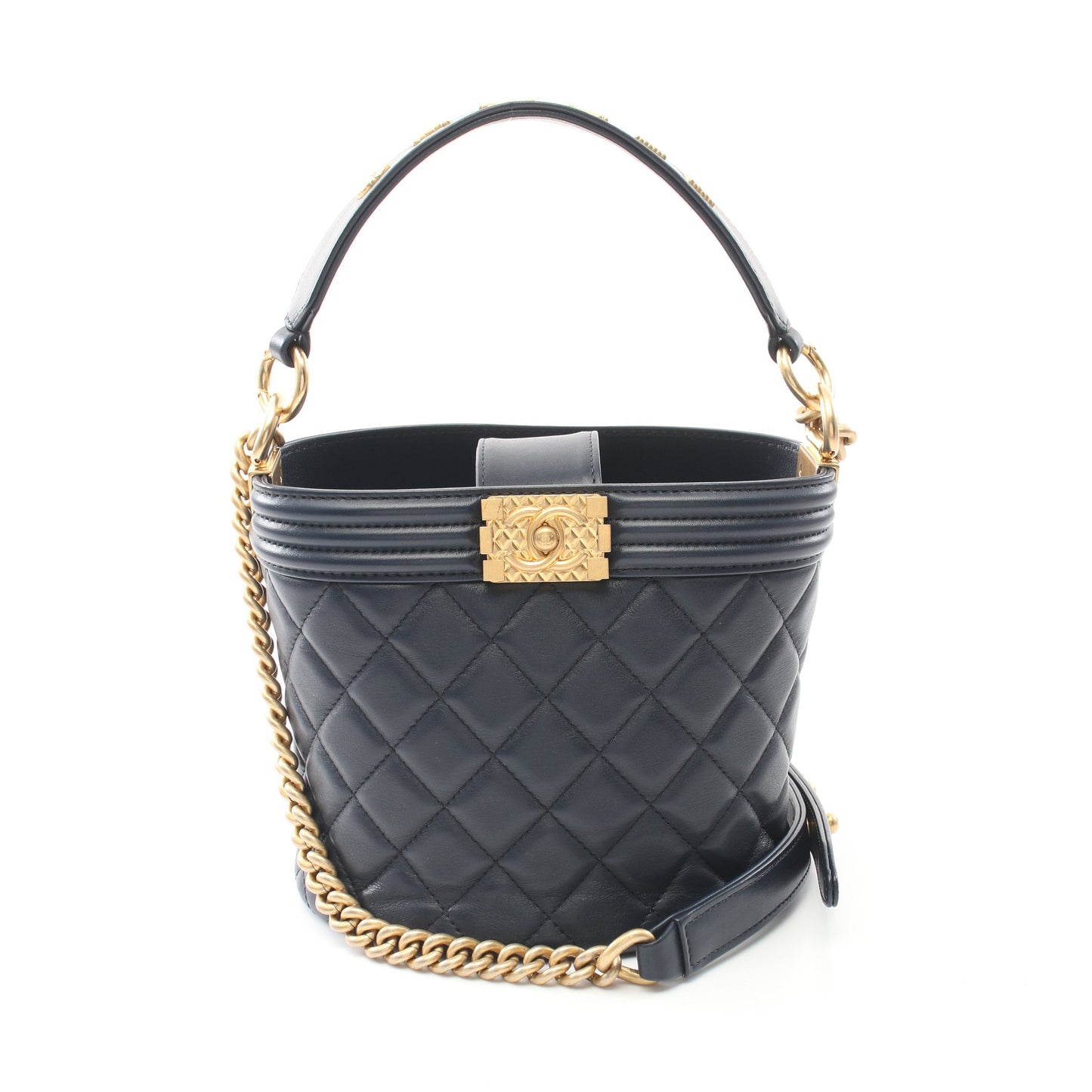 ボーイシャネル チェーンショルダーバッグ レザー ネイビー ゴールド金具 2WAY シャネル バッグ CHANEL