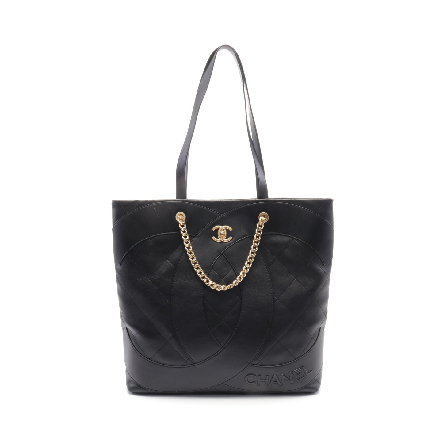 マトラッセ ショルダーバッグ トートバッグ レザー ブラック ゴールド金具 2WAY シャネル バッグ CHANEL