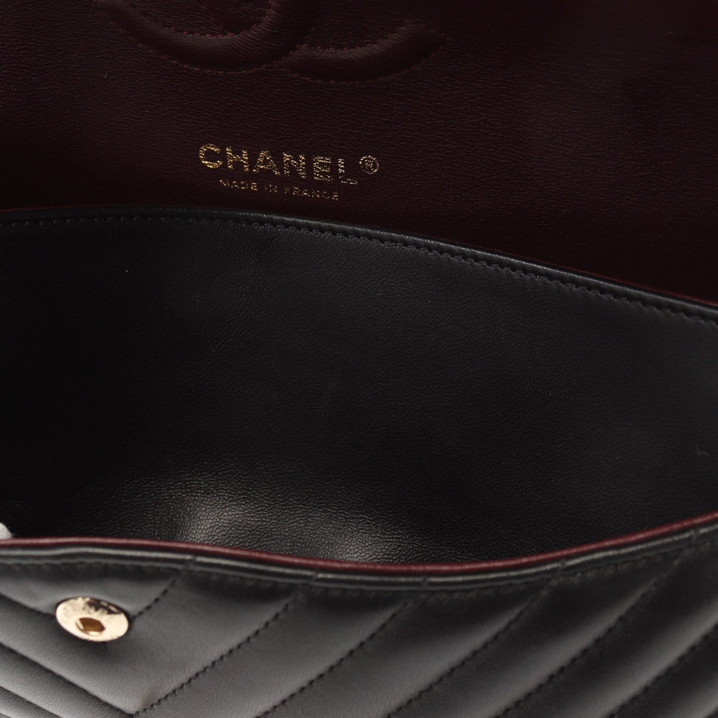 シェブロン Vステッチ Wフラップ Wチェーンショルダーバッグ ラムスキン ブラック ゴールド金具 シャネル バッグ CHANEL