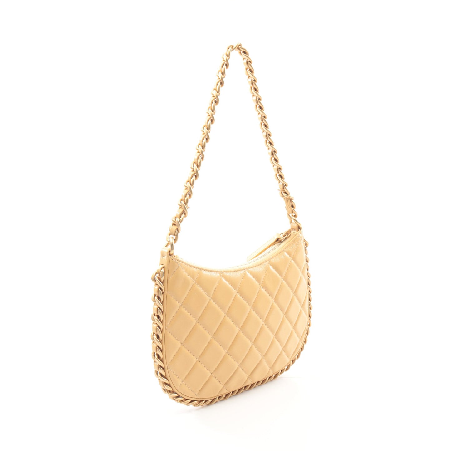 マトラッセ チェーンショルダーバッグ ラムスキン ベージュ ゴールド金具 シャネル バッグ CHANEL