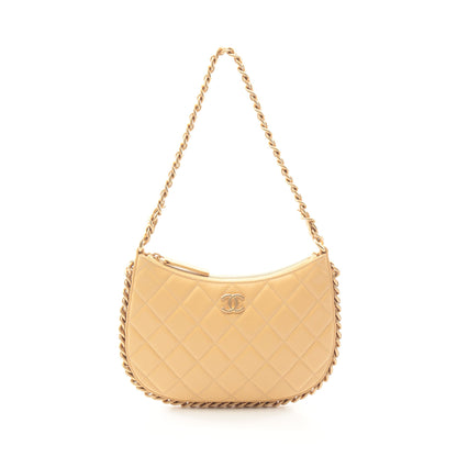 マトラッセ チェーンショルダーバッグ ラムスキン ベージュ ゴールド金具 シャネル バッグ CHANEL