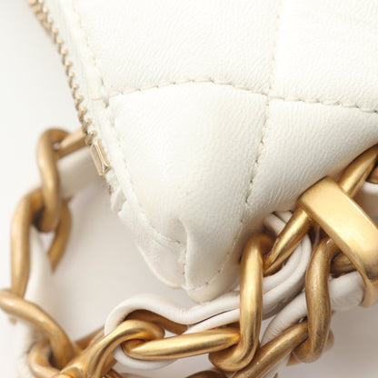 マトラッセ チェーンショルダーバッグ ラムスキン ホワイト ゴールド金具 シャネル バッグ CHANEL