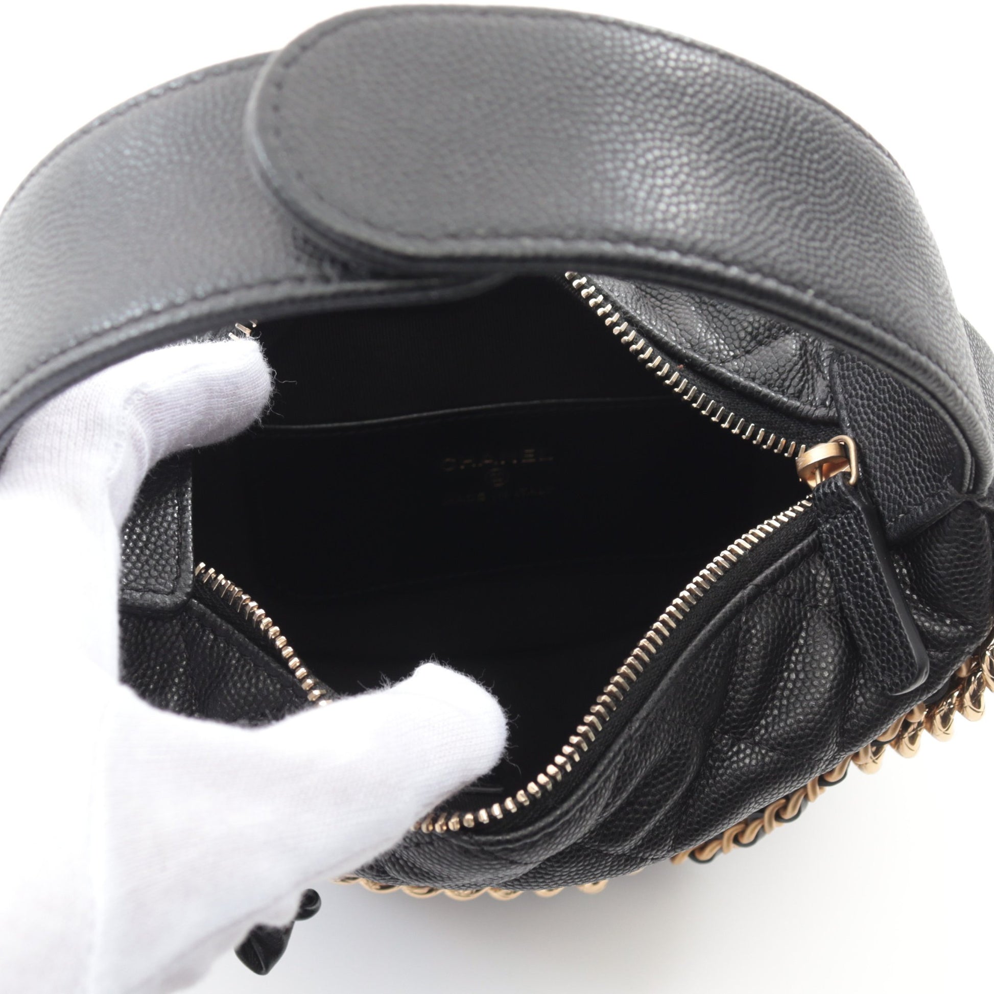 マトラッセ ハンドバッグ キャビアスキン ブラック ゴールド金具 シャネル バッグ CHANEL