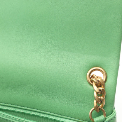 マトラッセ チェーンショルダーバッグ ラムスキン グリーン ゴールド金具 シャネル バッグ CHANEL